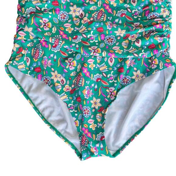 New BODEN Levanzo Halter Ruched One-Piece Swimsuit in Sapling Floral Sz US16-18 - Picture 4 of 10